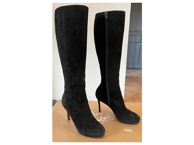 Christian Louboutin Botas Botalli 100 de Ante Negro - vista 3