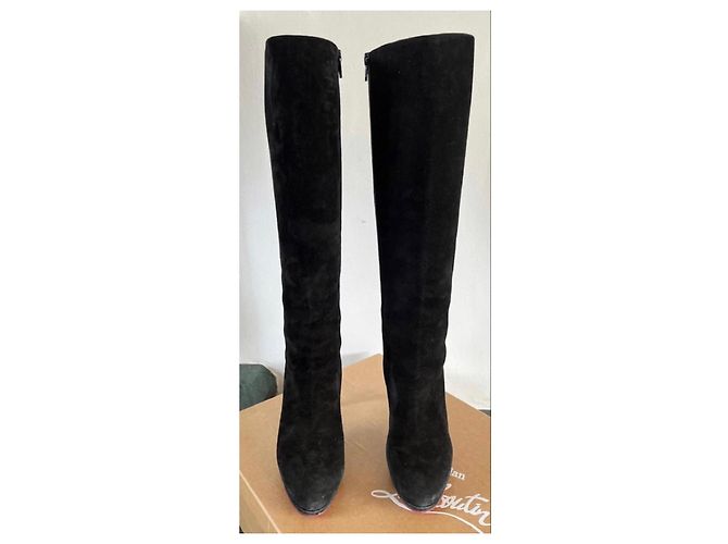 Christian Louboutin Botas Botalli 100 de Ante Negro - vista 4