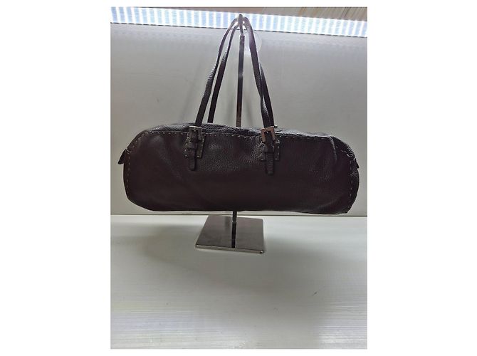 Borsa Fendi Selleria Baguette in pelle marrone - vista 2
