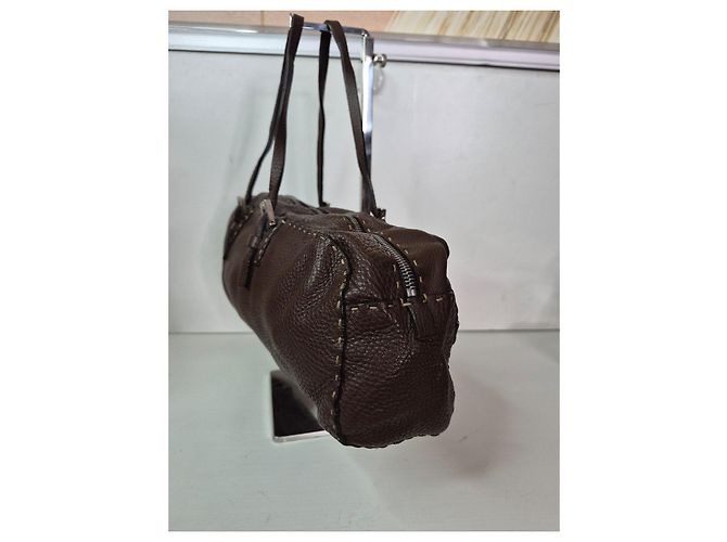Borsa Fendi Selleria Baguette in pelle marrone - vista 4