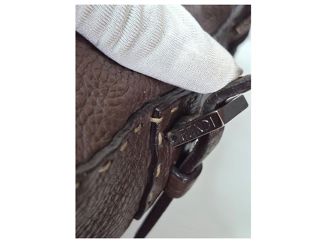 Borsa Fendi Selleria Baguette in pelle marrone - vista 7