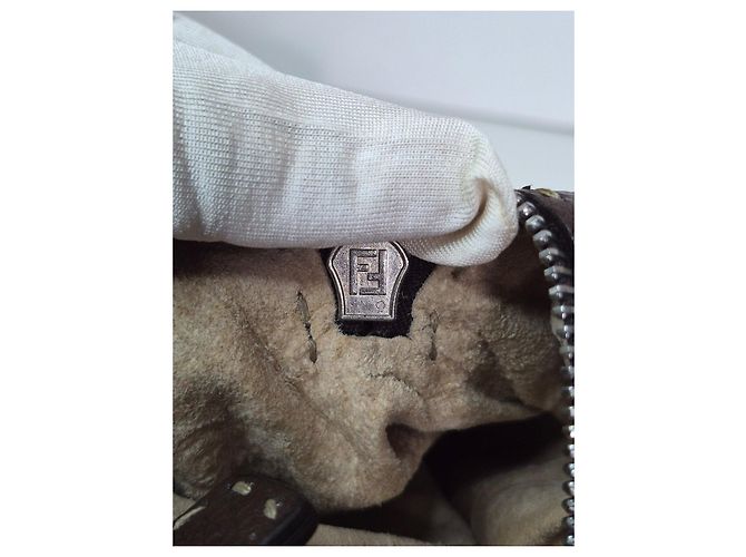 Borsa Fendi Selleria Baguette in pelle marrone - vista 8