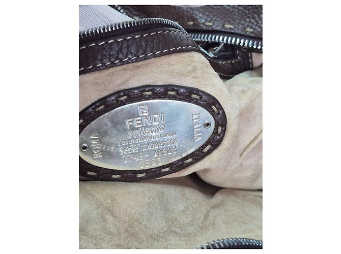 Borsa Fendi Selleria Baguette in pelle marrone - vista 9