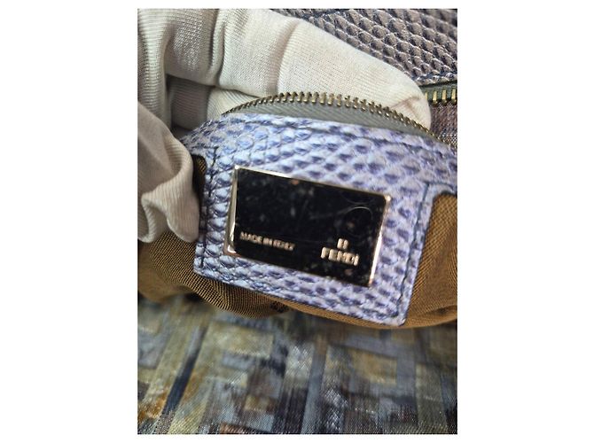 Fendi Schultertasche Zucca Muster Braun Grau Metallisch - Ansicht 9
