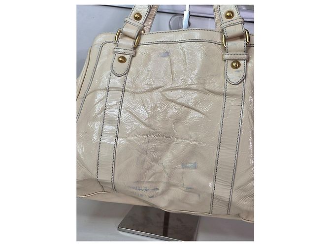 Fendi Borsa Tote in Pelle Lucida Crema Crudo - vista 6