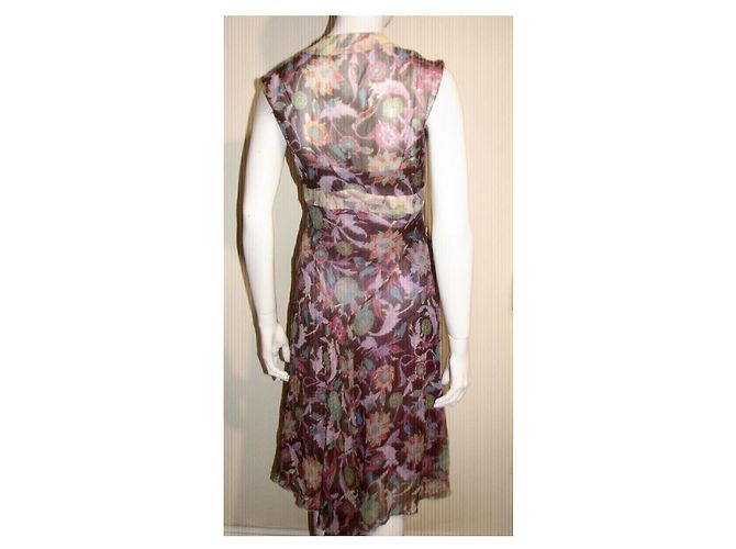 Diane Von Furstenberg DvF Oribel Seidenkleid Paradise-Print Braun Pink Blau Grün Lila - Ansicht 2