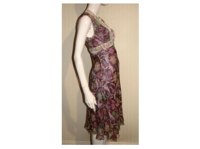 Diane Von Furstenberg DvF Oribel Seidenkleid Paradise-Print Braun Pink Blau Grün Lila - Ansicht 4
