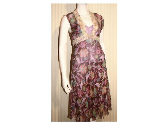 Diane Von Furstenberg DvF Oribel Seidenkleid Paradise-Print Braun Pink Blau Grün Lila - Ansicht 5