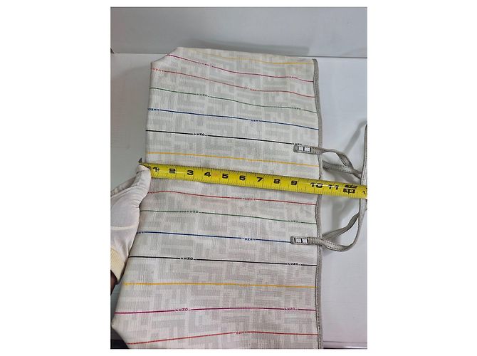Fendi Borsa Tote Zucca a Righe Bianco Multicolore - vista 12
