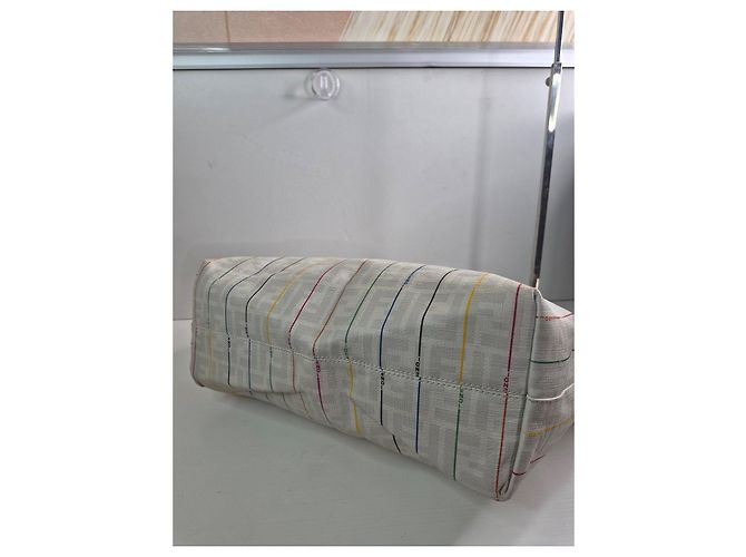 Fendi Borsa Tote Zucca a Righe Bianco Multicolore - vista 4