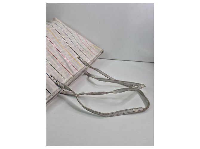 Fendi Borsa Tote Zucca a Righe Bianco Multicolore - vista 6