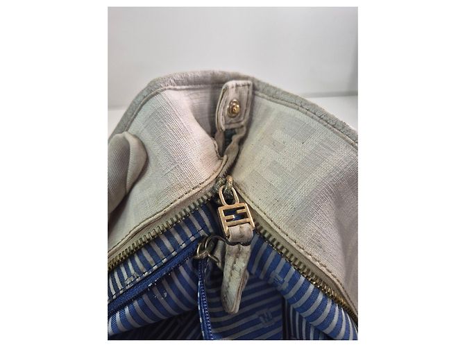 Fendi Borsa Tote Zucca a Righe Bianco Multicolore - vista 9