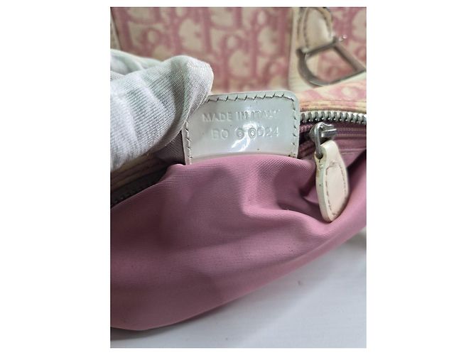 Christian Dior Borsa Boston Trotter Tela Rosa Beige - vista 10
