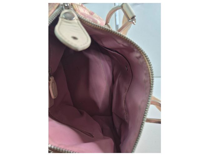 Christian Dior Borsa Boston Trotter Tela Rosa Beige - vista 11