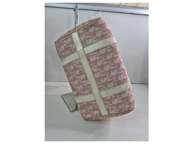 Christian Dior Borsa Boston Trotter Tela Rosa Beige - vista 5