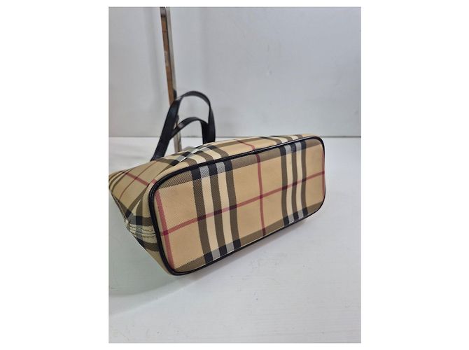 Burberry Haymarket Check Borsa Tote Marrone Nero Beige - vista 4
