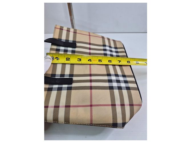 Burberry Haymarket Check Borsa Tote Marrone Nero Beige - vista 8