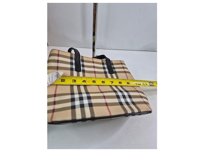 Burberry Haymarket Check Borsa Tote Marrone Nero Beige - vista 9