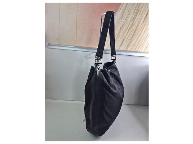 Bottega Veneta Borsa Hobo in pelle e nylon nera Nero - vista 4