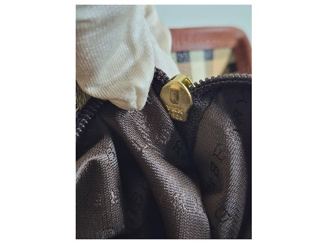 Borsa Tote Burberry Haymarket Check Marrone Beige - vista 10