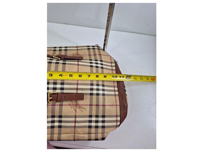 Borsa Tote Burberry Haymarket Check Marrone Beige - vista 12