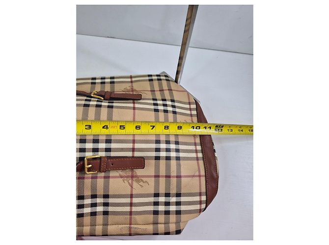 Borsa Tote Burberry Haymarket Check Marrone Beige - vista 13