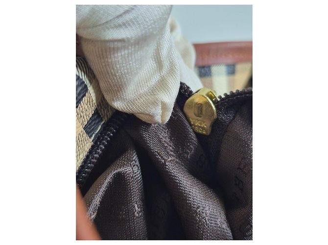 Borsa Tote Burberry Haymarket Check Marrone Beige - vista 9