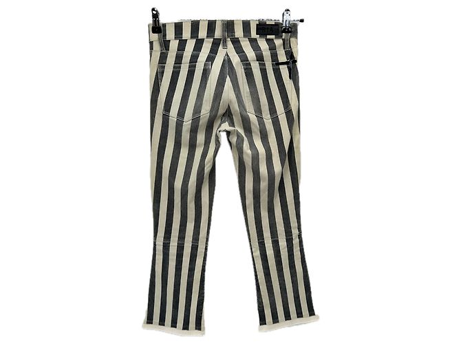 Jeans RTA in pelle bianca a righe Bianco - vista 2