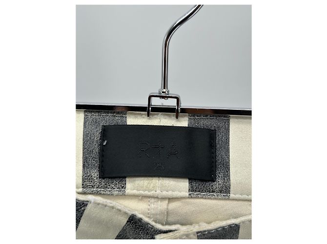Jeans RTA in pelle bianca a righe Bianco - vista 3