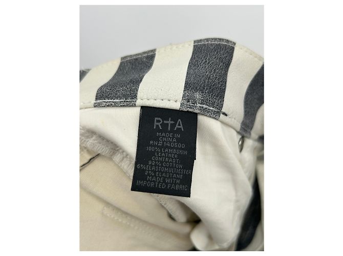 Jeans RTA in pelle bianca a righe Bianco - vista 4