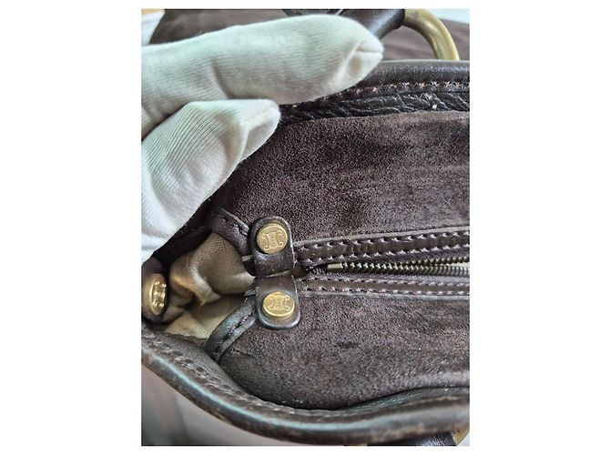 Céline Celine Borsa Tote in Pelle Scamosciata Marrone - vista 13