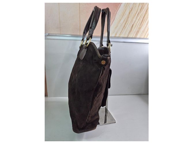 Céline Celine Borsa Tote in Pelle Scamosciata Marrone - vista 2