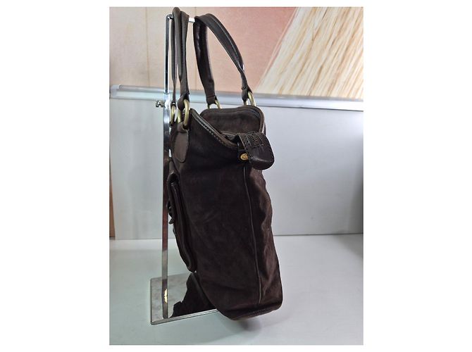 Céline Celine Borsa Tote in Pelle Scamosciata Marrone - vista 3