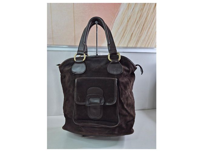 Céline Celine Borsa Tote in Pelle Scamosciata Marrone - vista 4