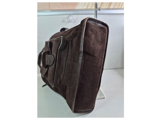 Céline Celine Borsa Tote in Pelle Scamosciata Marrone - vista 6