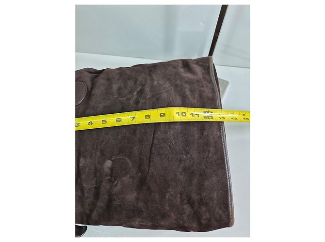 Céline Celine Borsa Tote in Pelle Scamosciata Marrone - vista 7