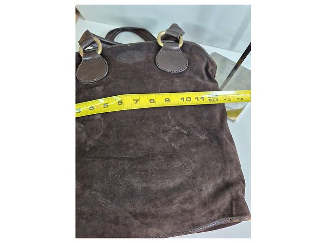 Céline Celine Borsa Tote in Pelle Scamosciata Marrone - vista 8