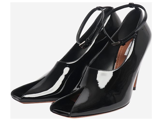 Alaïa Shark Pumps mit Knöchelriemen aus schwarzem Lackleder - Größe EU 40 - Ansicht 2