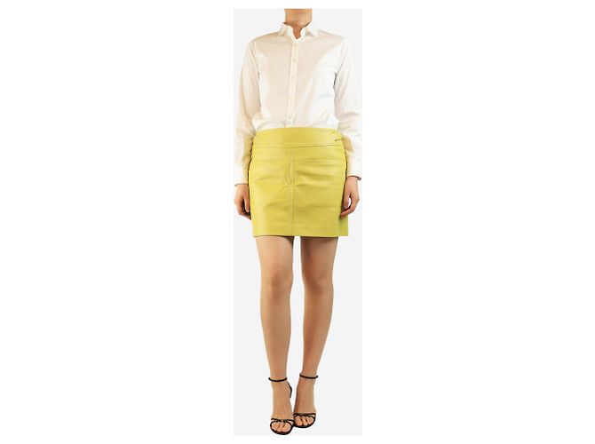 Coach Minifalda de cuero amarilla - talla UK 12 Amarillo - vista 2