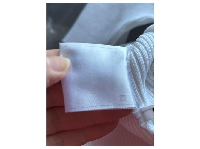 T-shirt Chanel a maniche corte in maglia a coste bianca Bianco - vista 10