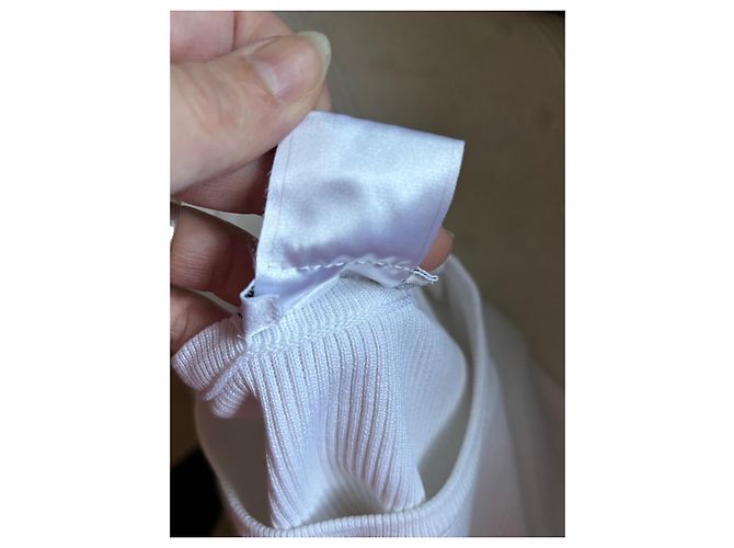 T-shirt Chanel a maniche corte in maglia a coste bianca Bianco - vista 8