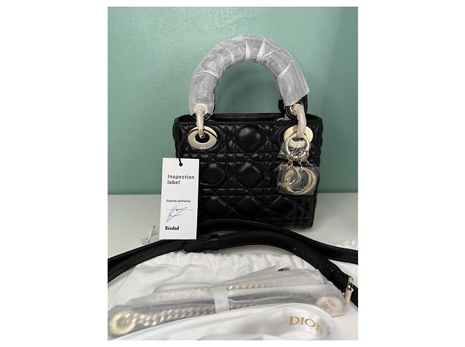 Borsa Micro Lady Dior in pelle d'agnello nera Nero - vista 3