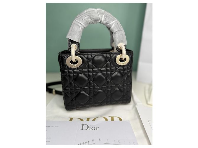 Borsa Micro Lady Dior in pelle d'agnello nera Nero - vista 4