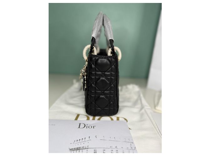 Borsa Micro Lady Dior in pelle d'agnello nera Nero - vista 7
