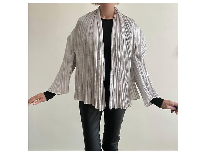 Autre Marque Silberne Plissee-Jacke - Ansicht 12