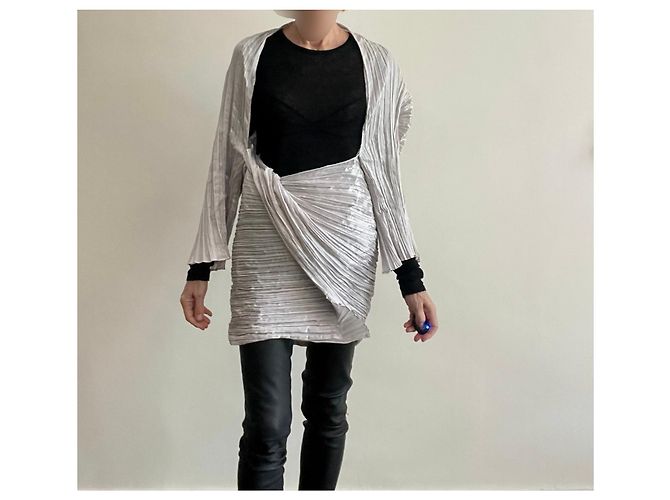 Autre Marque Silberne Plissee-Jacke - Ansicht 9