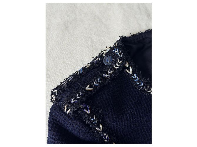 Chanel Giacca in Tweed Blu Navy Blu scuro Silver hardware - vista 10
