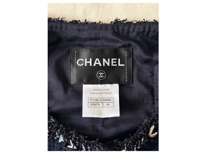 Chanel Giacca in Tweed Blu Navy Blu scuro Silver hardware - vista 11