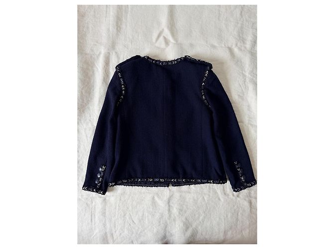 Chanel Giacca in Tweed Blu Navy Blu scuro Silver hardware - vista 14
