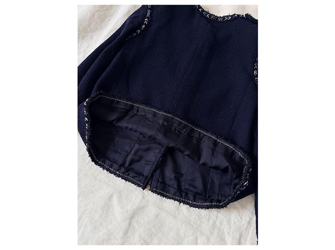 Chanel Giacca in Tweed Blu Navy Blu scuro Silver hardware - vista 16